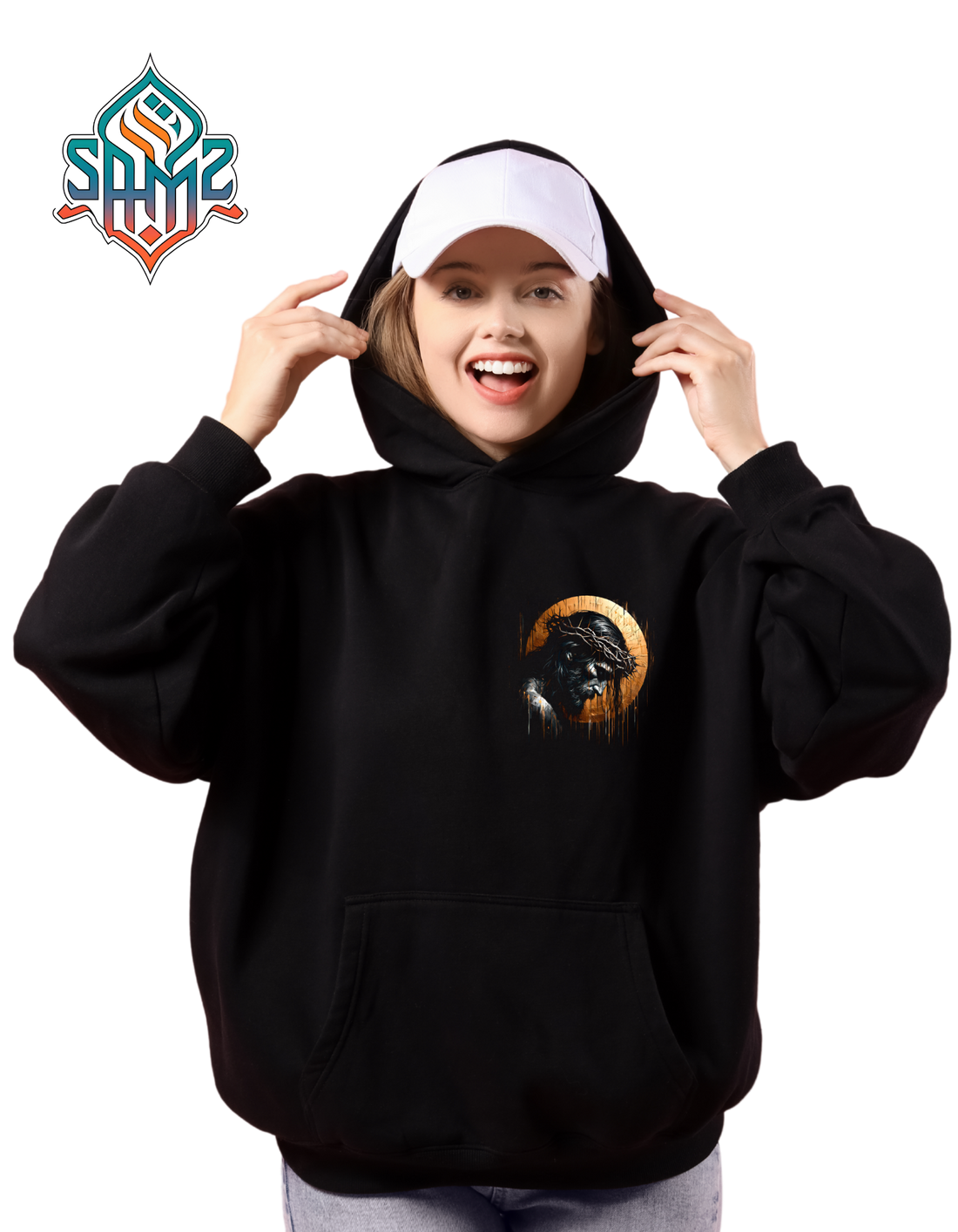 Jesus Crown of Thorns Hoodie – Christian Streetwear Hoodie, Religious Graphic Hoodie, Faith Based Custom Print Hoodie | SAMZ24
