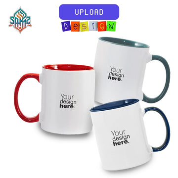 Custom Two Tone Mug 11oz – Personalized Mug with Your Photo, Logo or Text | Colored Handle & Inside Sublimation Mug | Custom Coffee Mug | SAMZ24