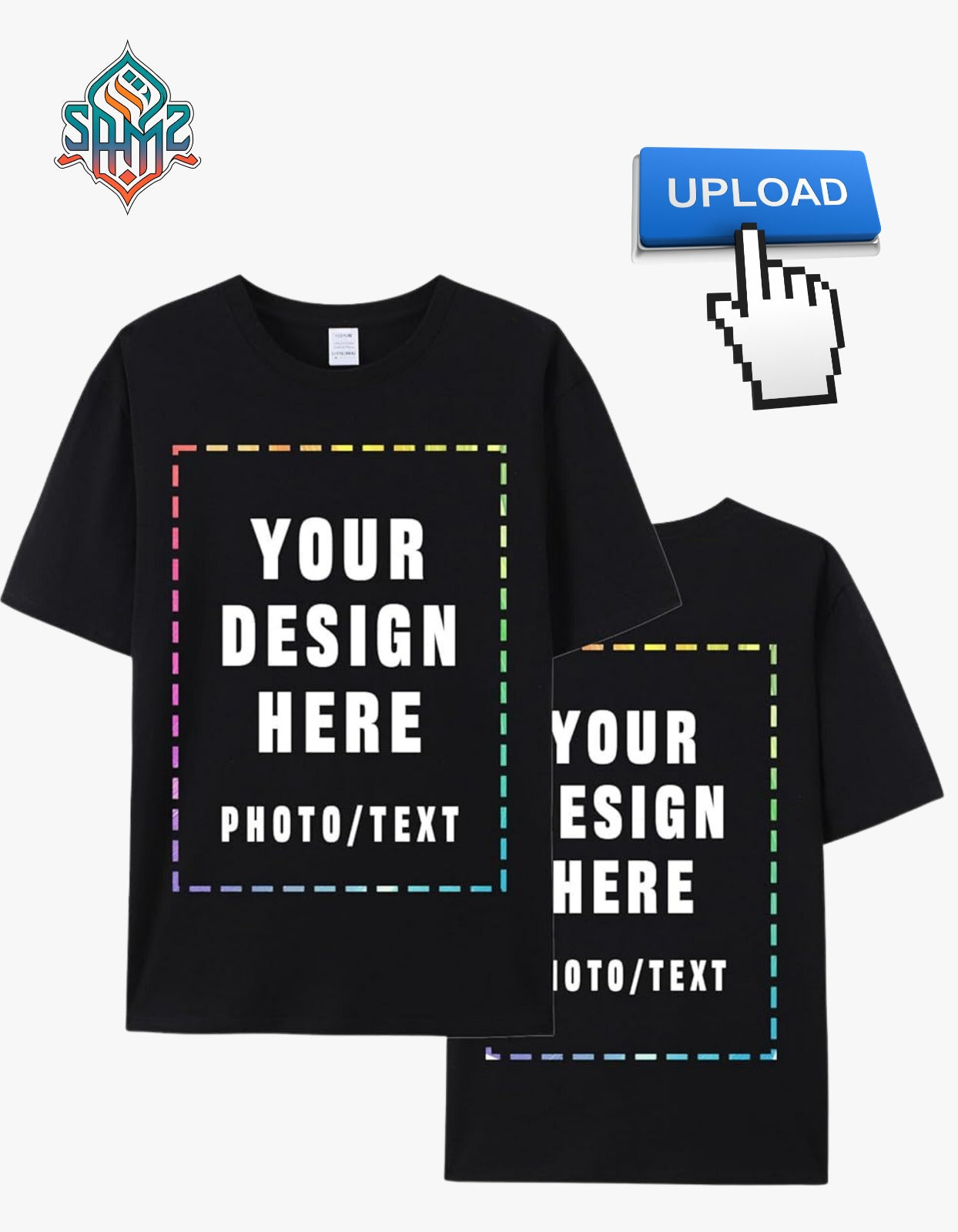 (Front+Back) Custom T-Shirt Printing – Personalized T Shirt with Your Text, Logo or Design | DTF Printed Custom Tee | Customized Gift Shirt | SAMZ24 Custom Apparel
