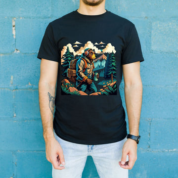 Hiking Bear Graphic T-Shirt