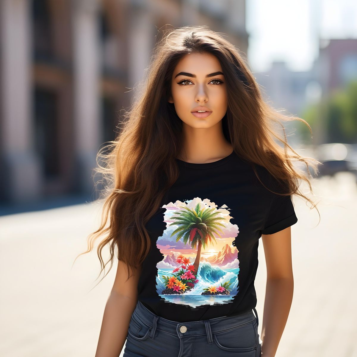 Tropical Island Sunset T-Shirt