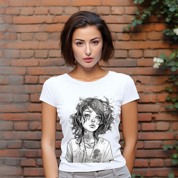 A tattoed woman face T shirt